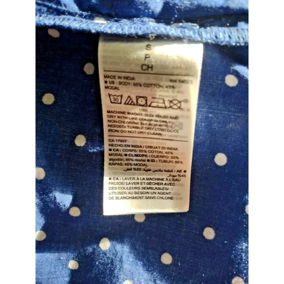 Old Navy Womens Blouse Button Up Size Small Blue White Polka Dots Curved… - Picture 4 of 4